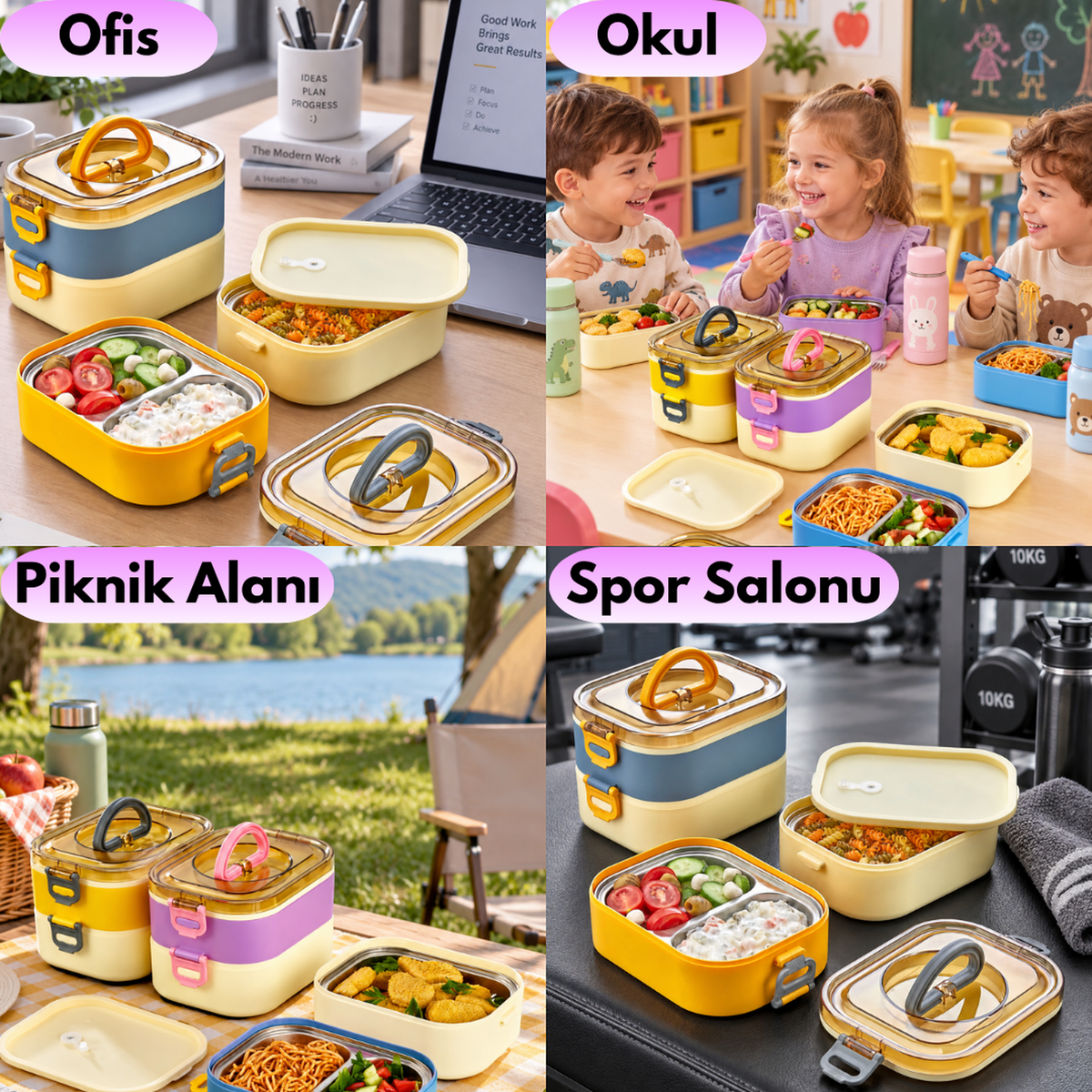 MultiTas™ - Paslanmaz Çelik Hazneli Yeni Nesil Sefer Tası | Lunch Box